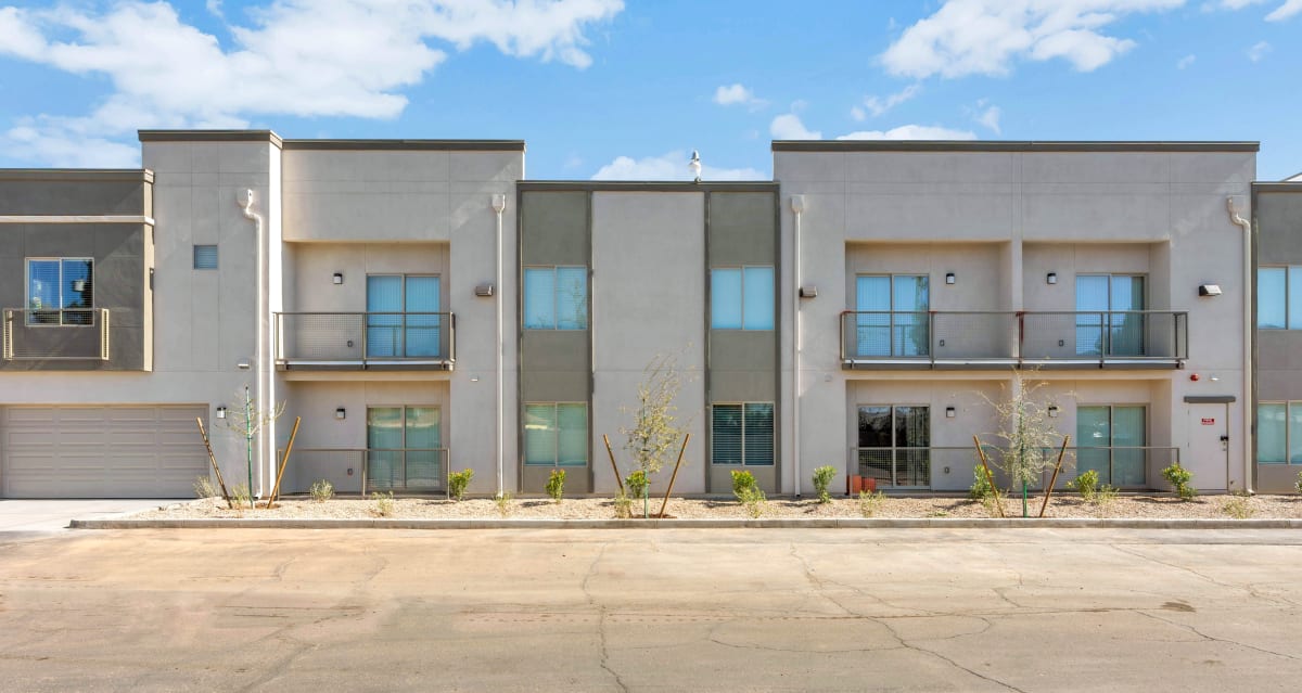 Building exterior at Allora Phoenix Apartments.