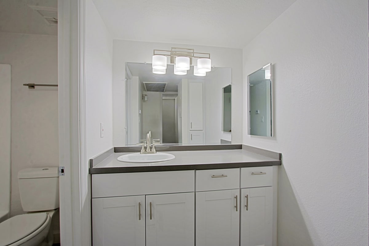 Apartment bathroom — representative home at Northerly Apartments.