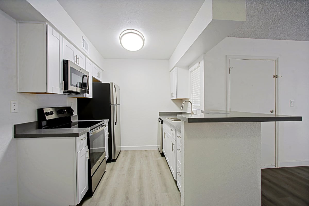 Apartment kitchen — representative home at Northerly Apartments.