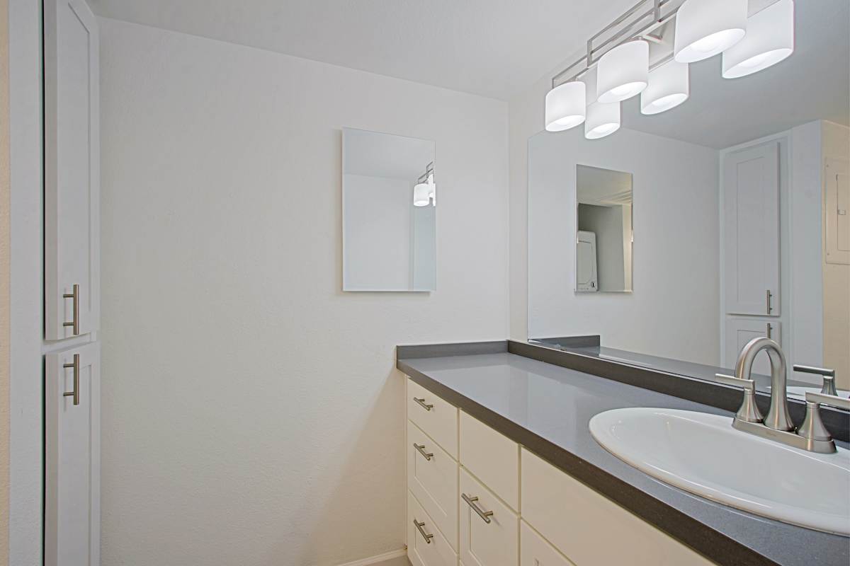 Apartment bathroom — representative home at Northerly Apartments.