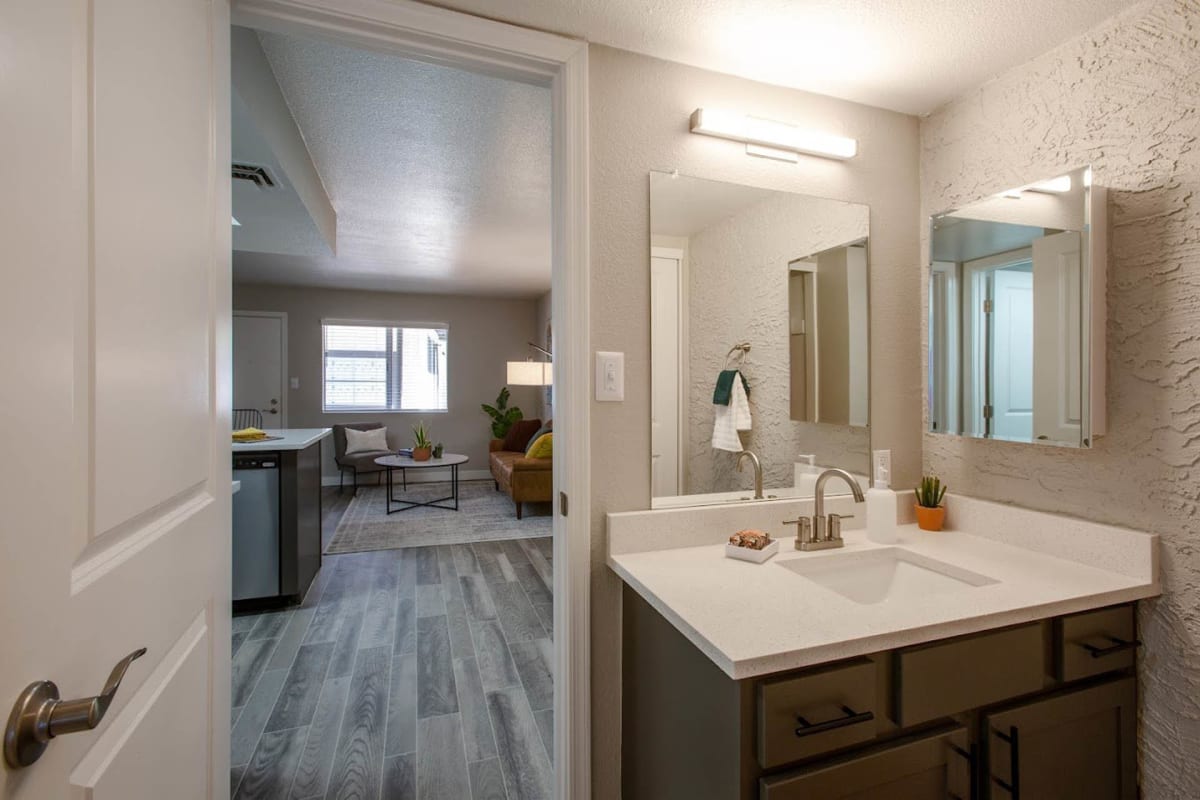Apartment bathroom — representative home at Ascent 1829.