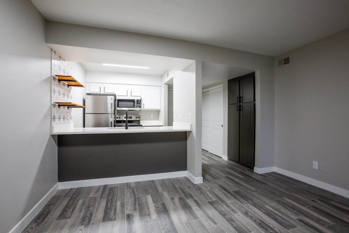 Apartment kitchen — representative home at Ascent 1829.