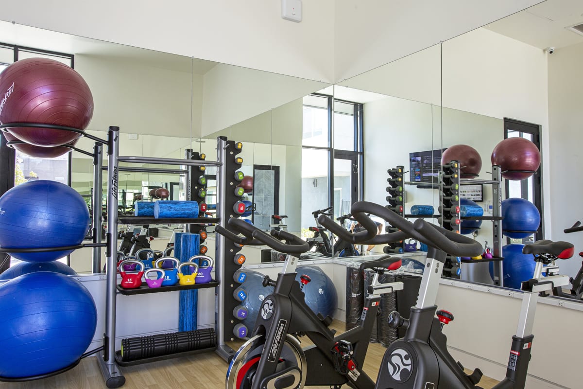 Fitness room at Senderos at South Mountain.