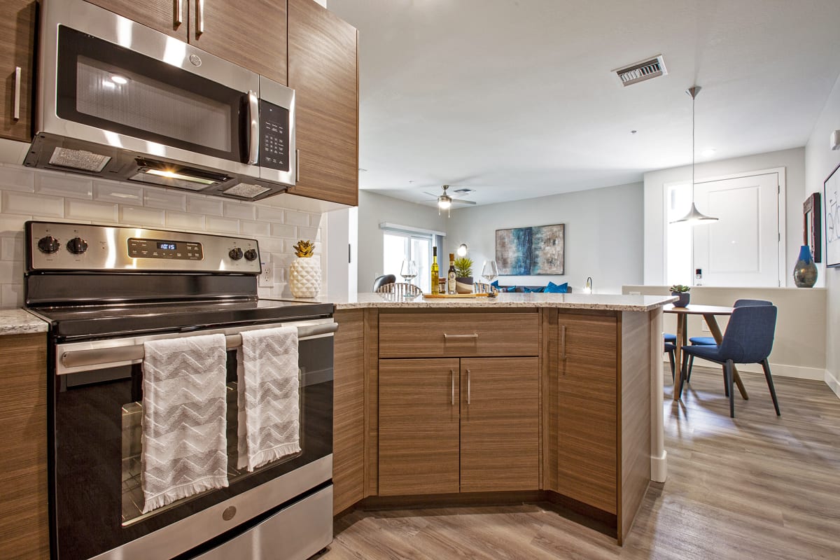 Apartment kitchen — representative home at Senderos at South Mountain.