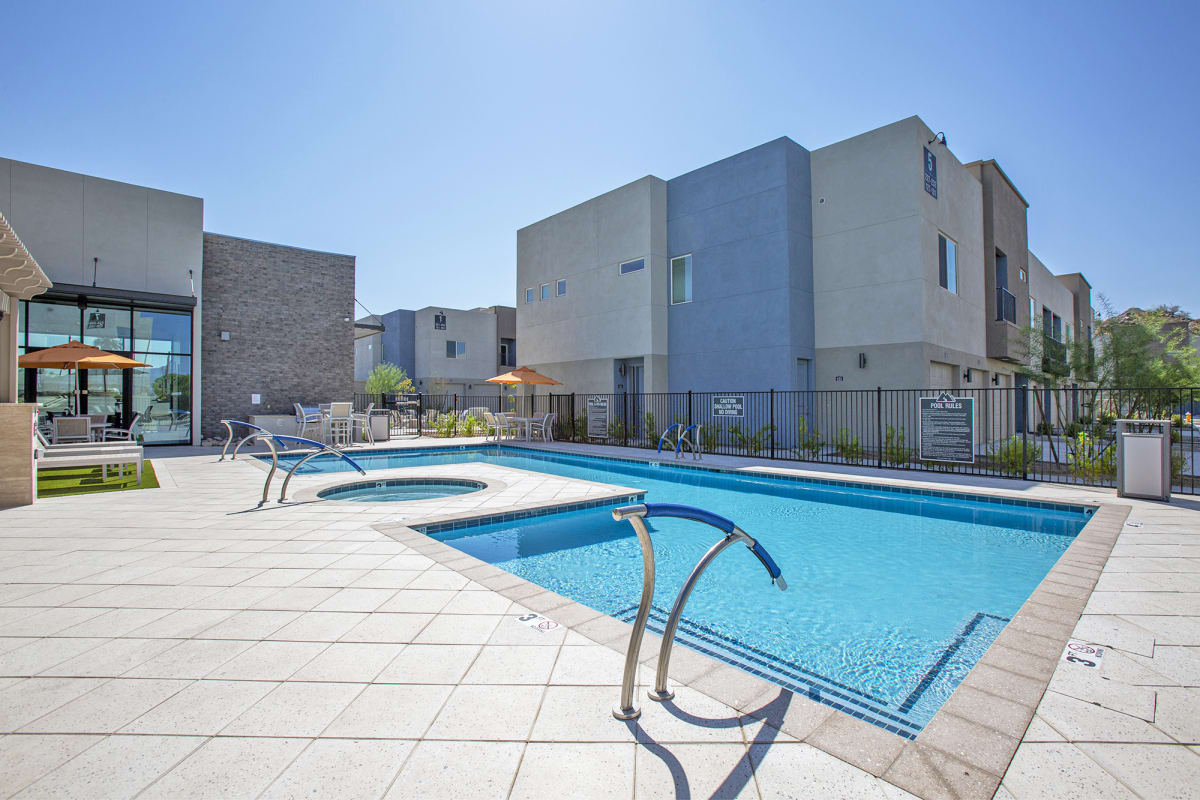 Pool and poolside area at Senderos at South Mountain.