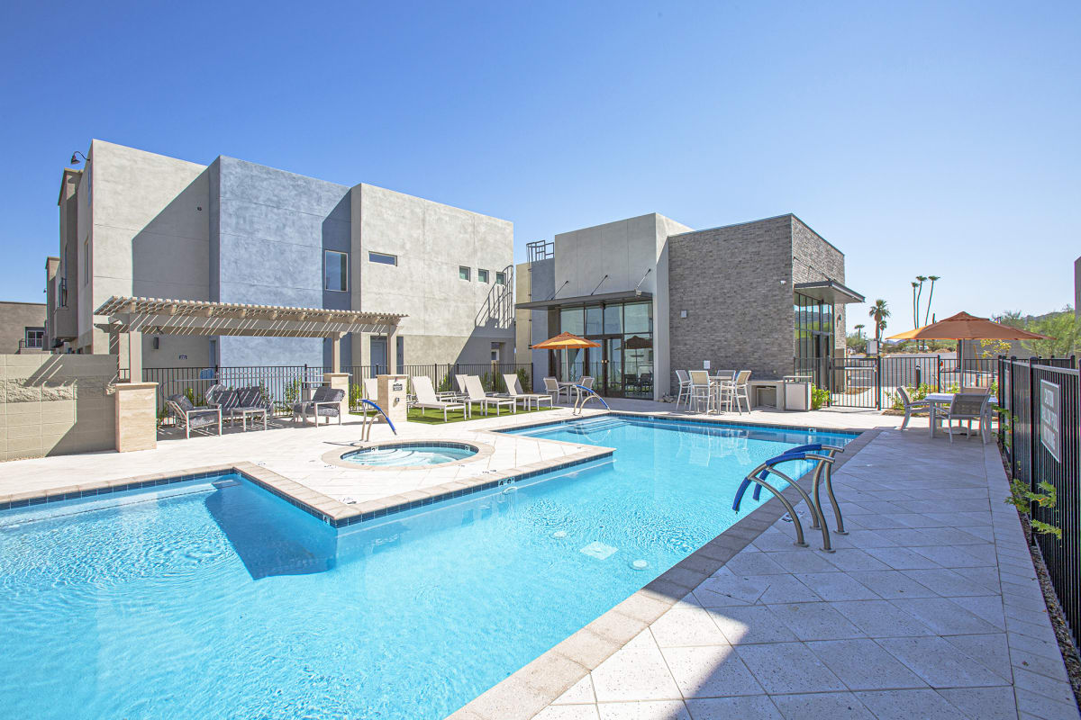 Pool and poolside area at Senderos at South Mountain.