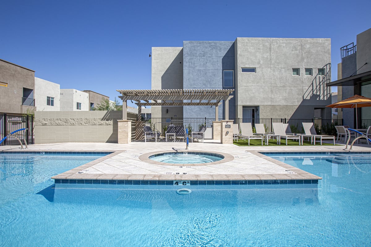 Pool and poolside area at Senderos at South Mountain.