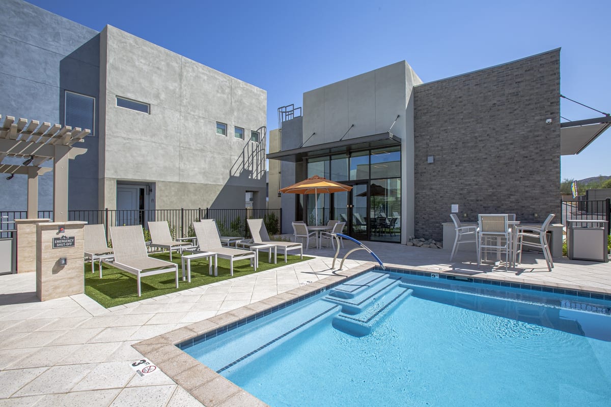 Pool and poolside area at Senderos at South Mountain.