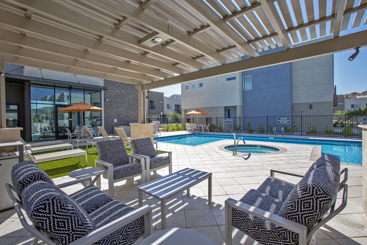 Pool and poolside area at Senderos at South Mountain.