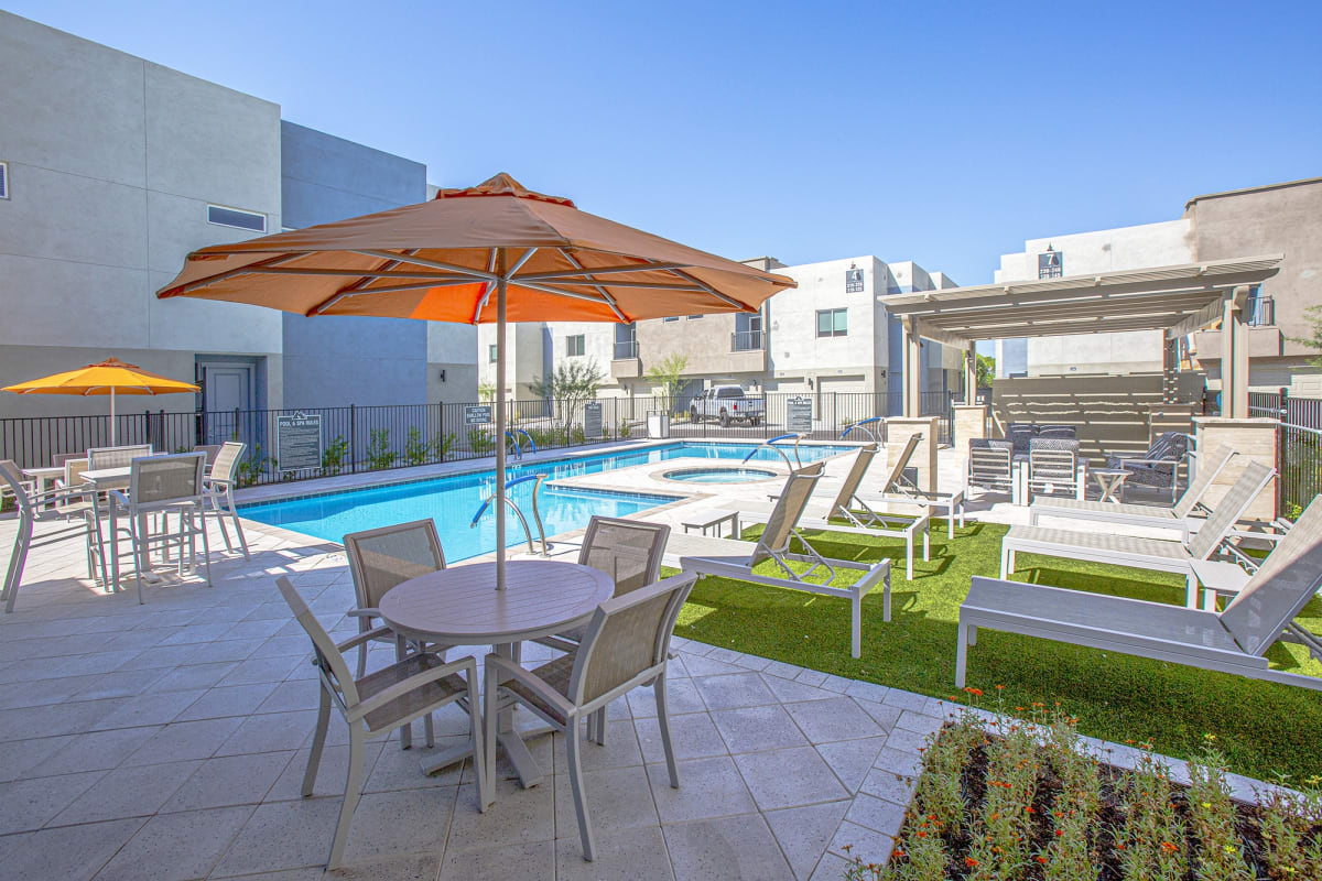 Pool and poolside area at Senderos at South Mountain.