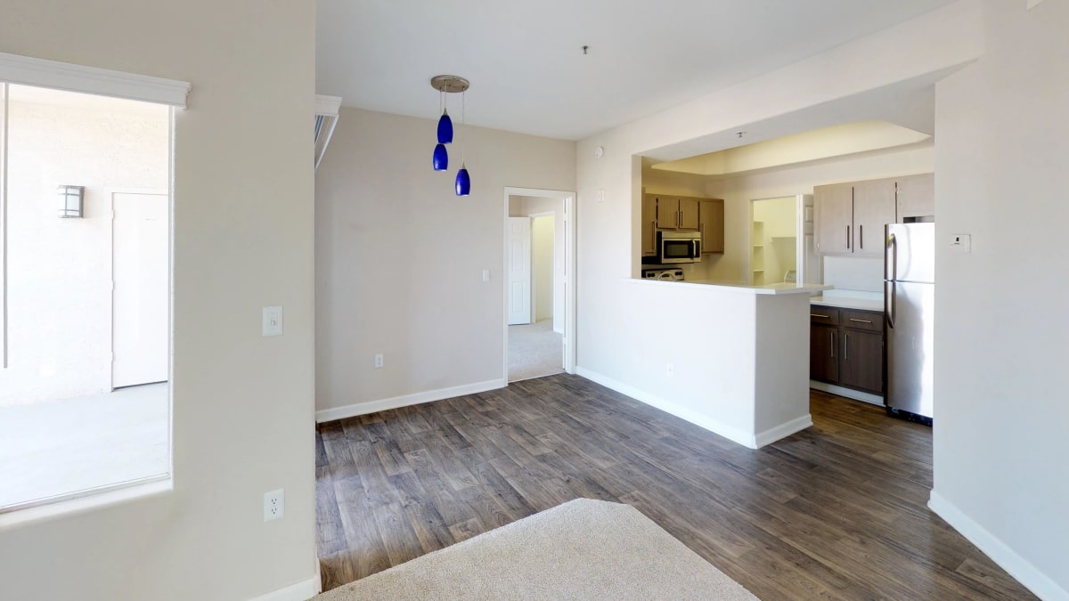 Unfurnished apartment interior — representative home at Cortina Apartments.