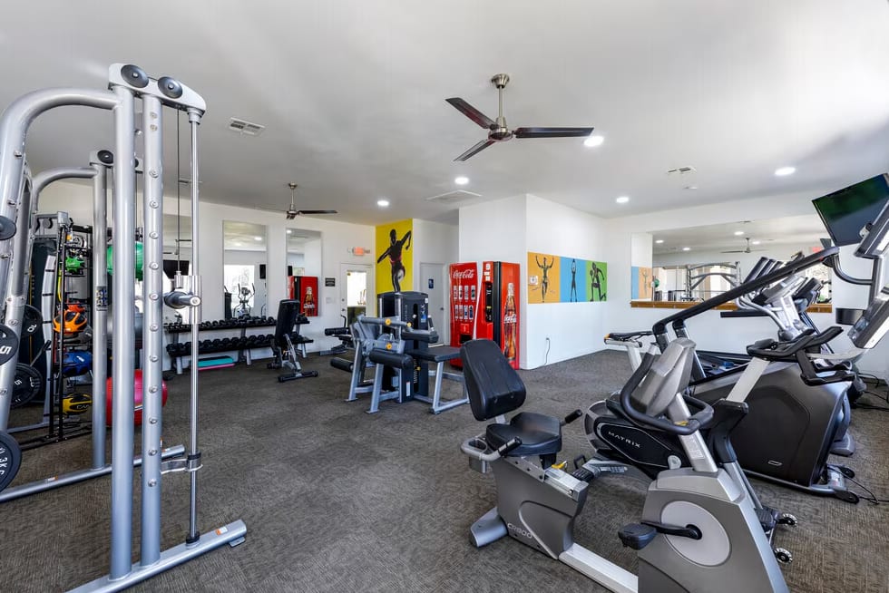 Fitness room at Cortina Apartments.