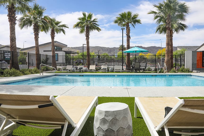 Pool and poolside area at LINQ at South Mountain.