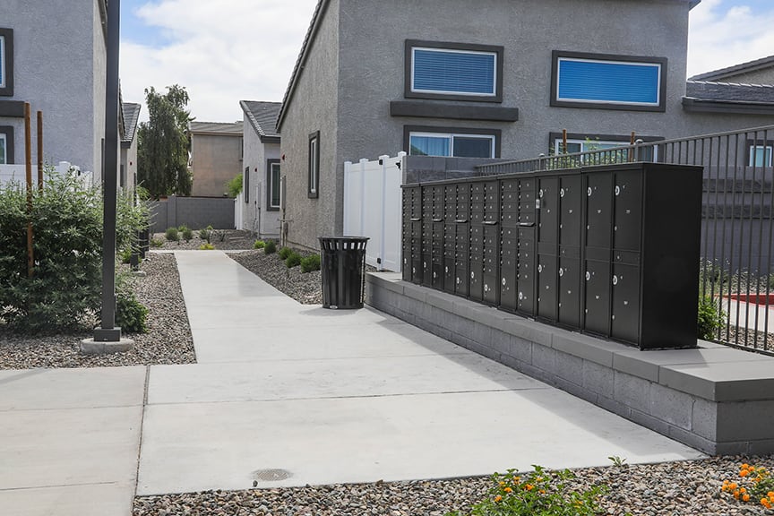 Resident mailboxes at LINQ at South Mountain.