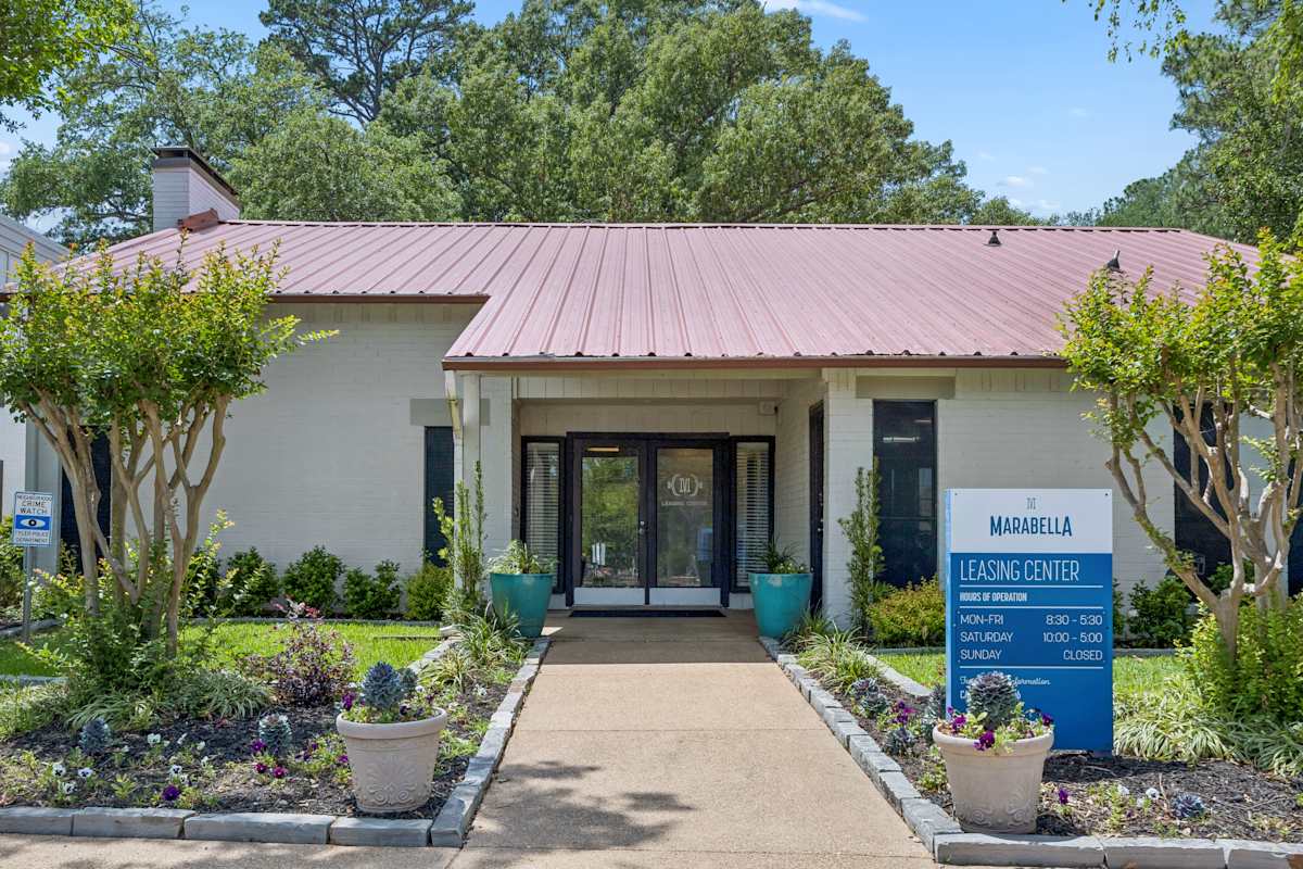 Marabella Apartment Homes front entrance and leasing office - Tyler, TX