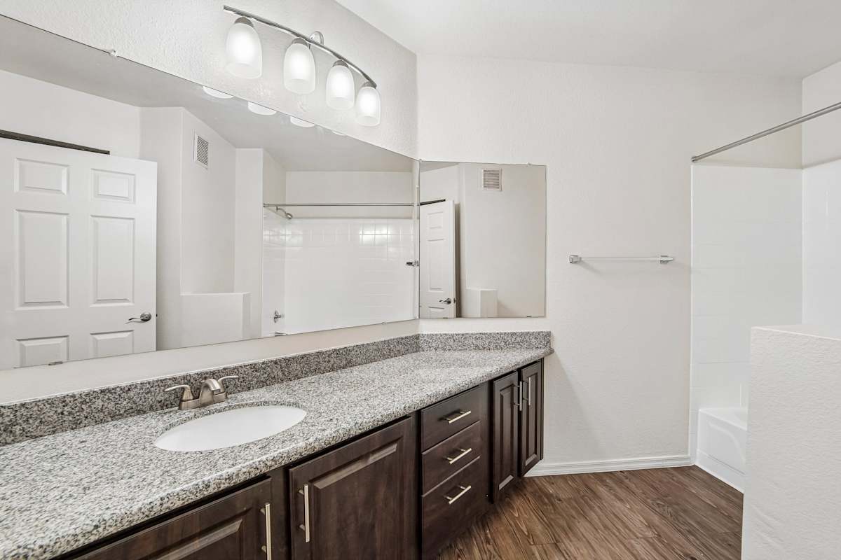 Apartment bathroom — representative home at Ingleside Apartments.