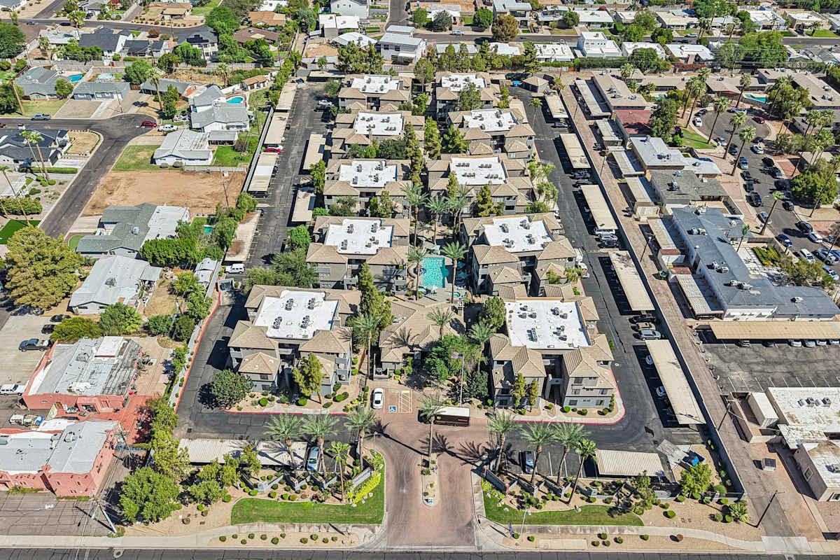 Aerial community view at Ingleside Apartments.