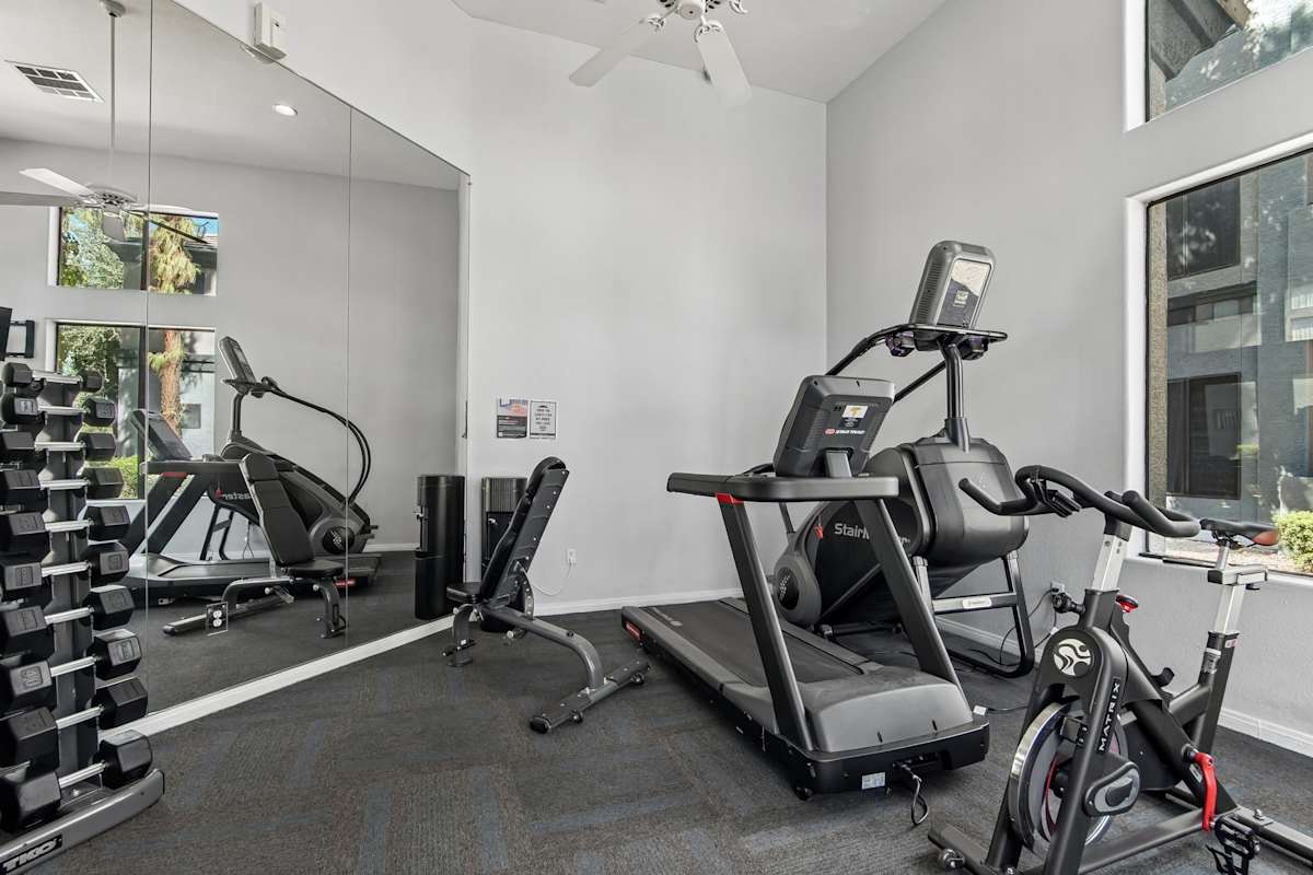 Fitness room at Ingleside Apartments.