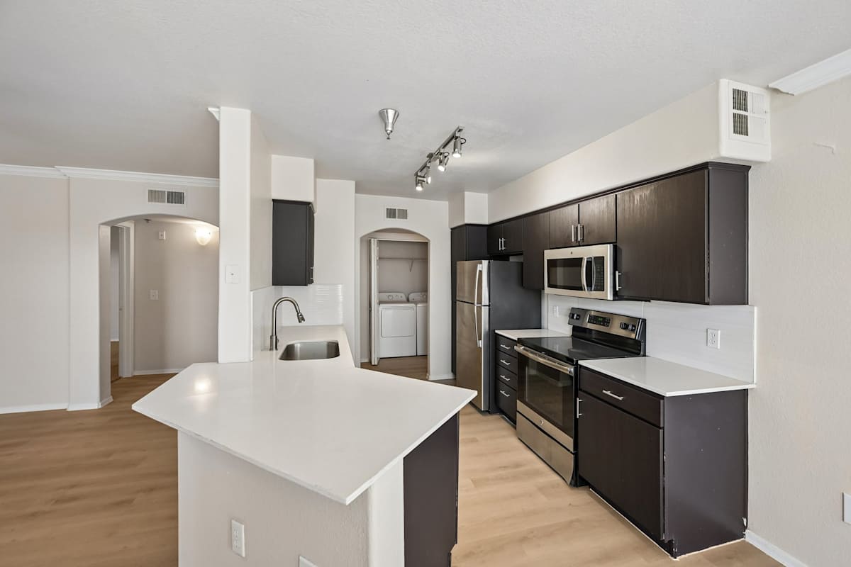 Apartment kitchen — representative home at The Highland.