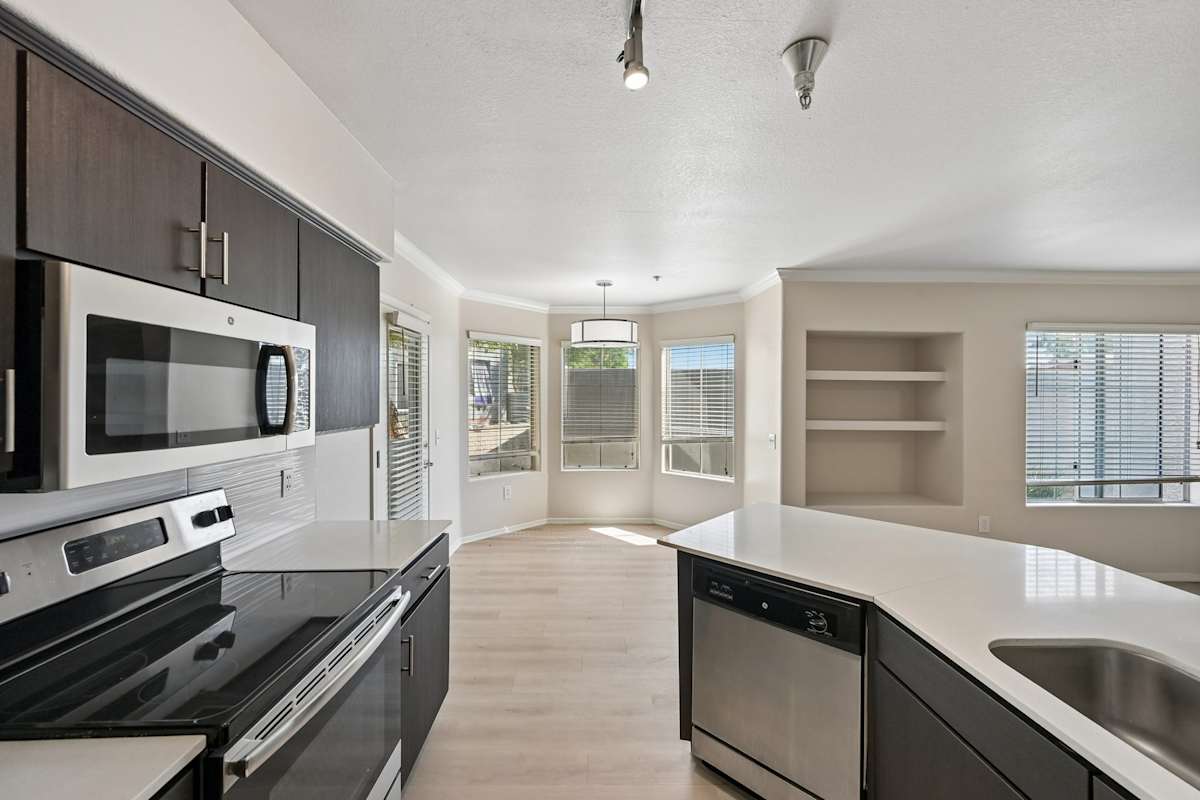 Apartment kitchen — representative home at The Highland.