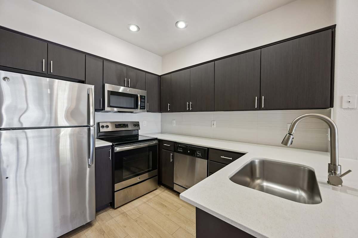 Apartment kitchen — representative home at The Highland.