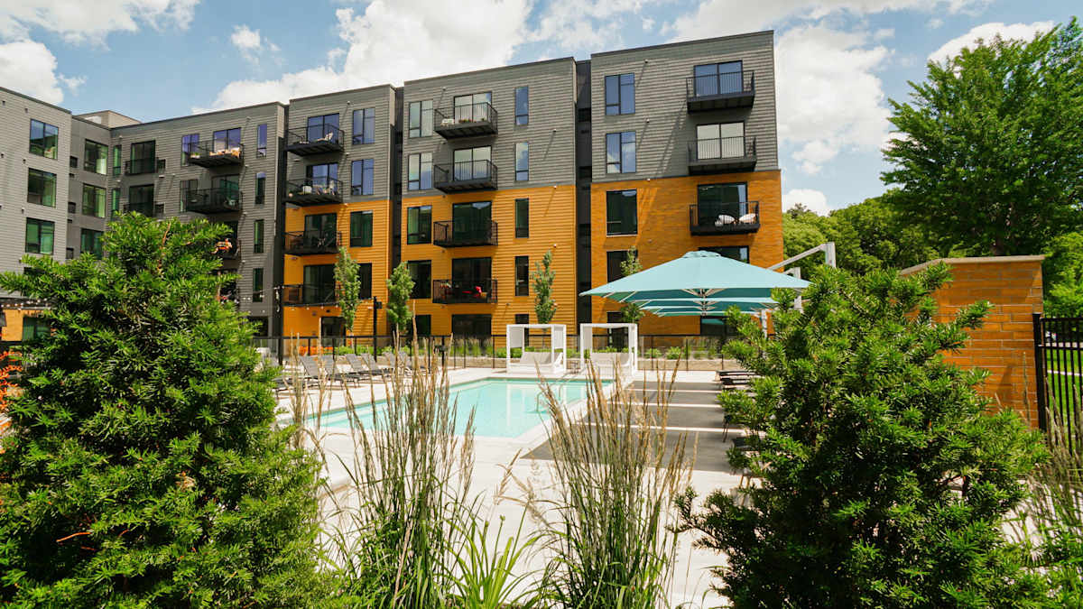 The Hill exterior with pool courtyard - St Paul, MN