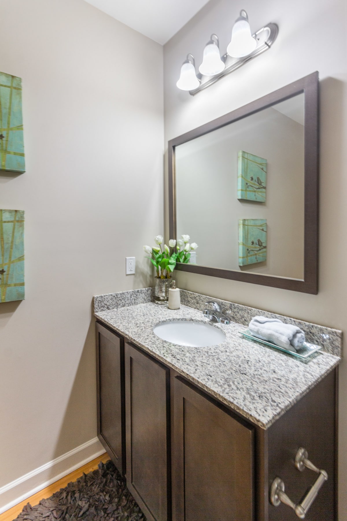 Ashton Reserve at NorthLake apartment bathroom vanity - Charlotte, NC