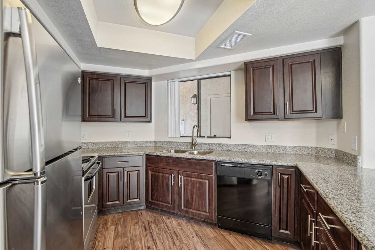 Apartment kitchen — representative home at Ingleside Apartments.