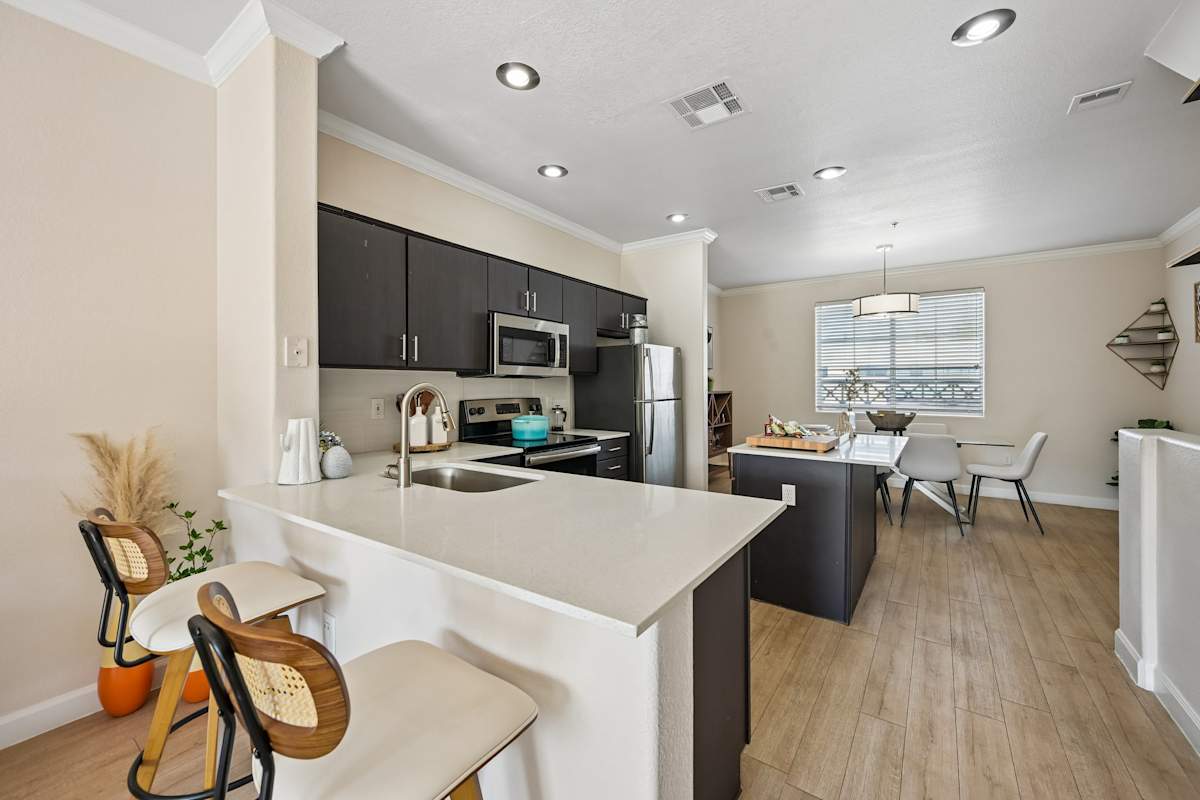 Apartment kitchen — representative home at The Highland.