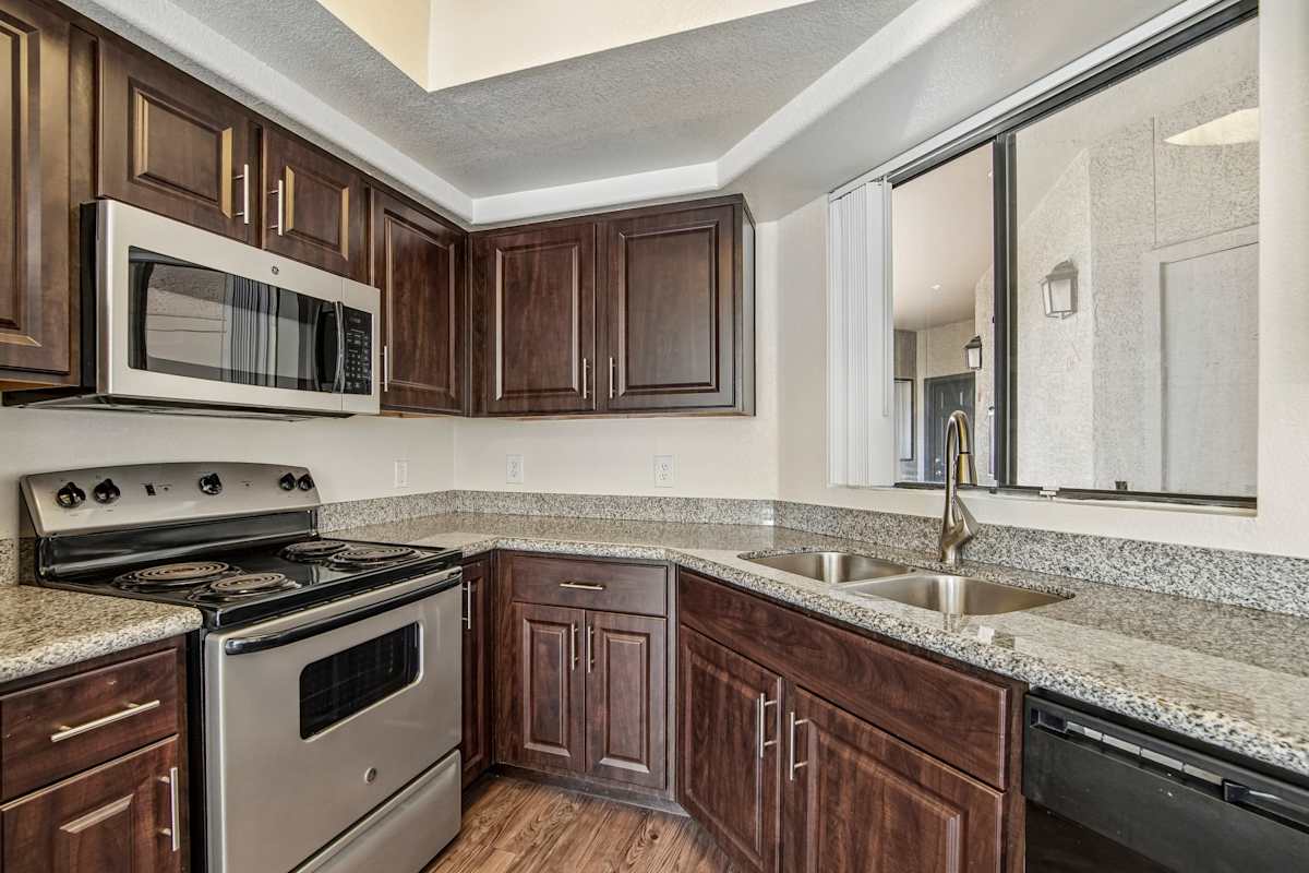 Apartment kitchen — representative home at Ingleside Apartments.