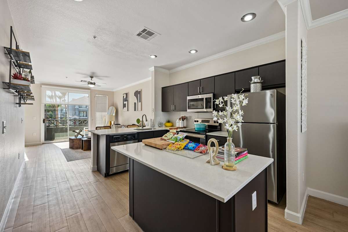 Apartment kitchen — representative home at The Highland.