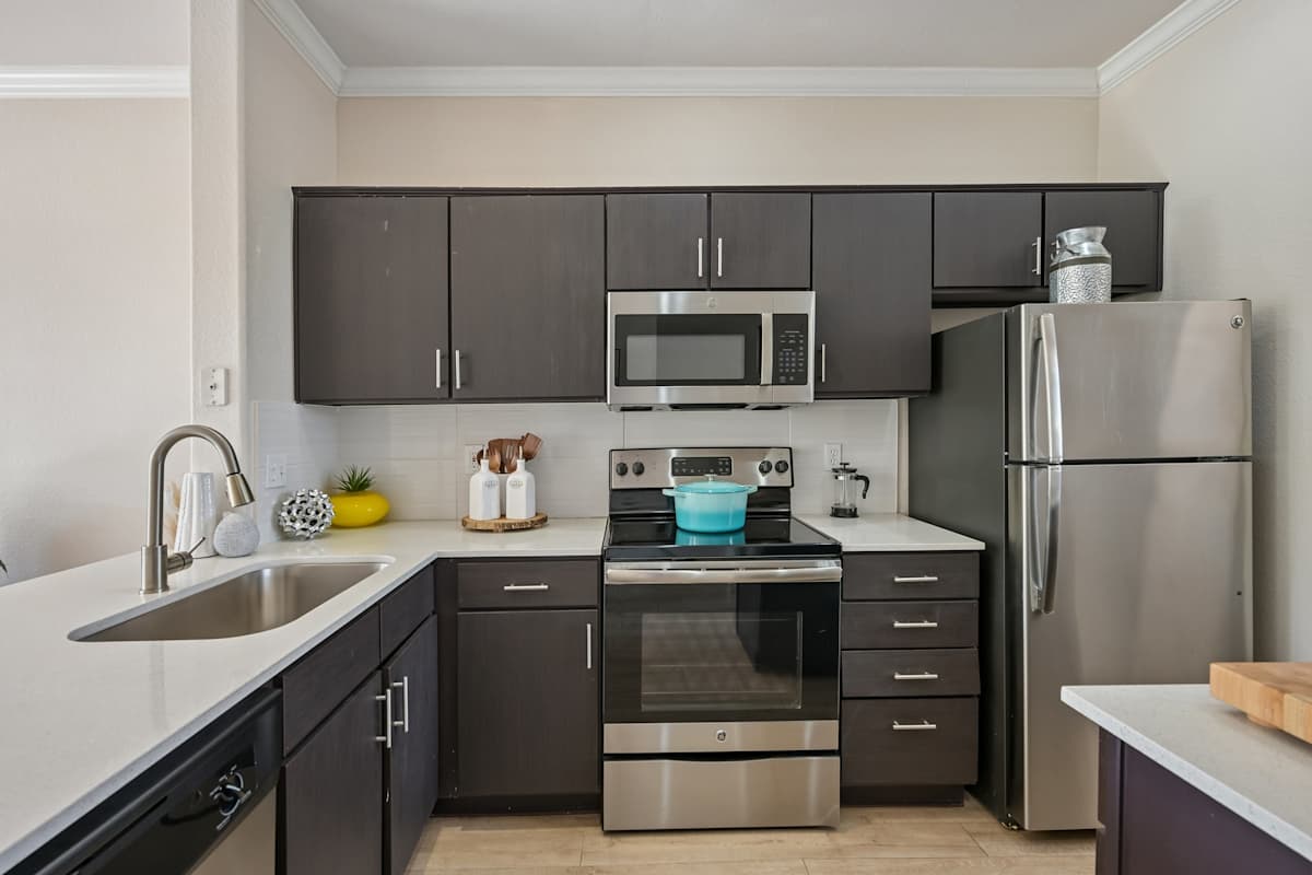 Apartment kitchen — representative home at The Highland.
