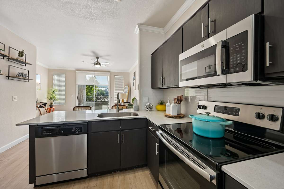 Apartment kitchen — representative home at The Highland.