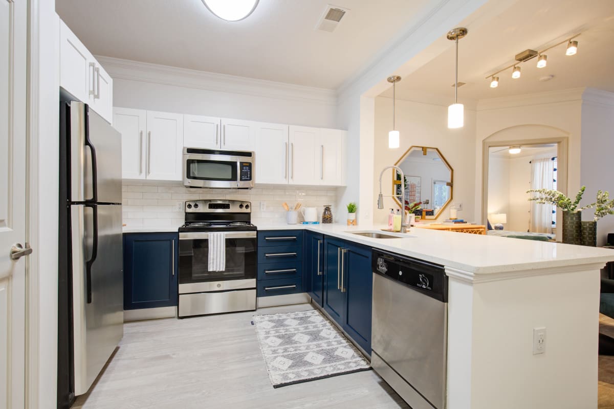 Aventura at Contee Crossing apartment kitchen with stainless steel appliances - Laurel, MD