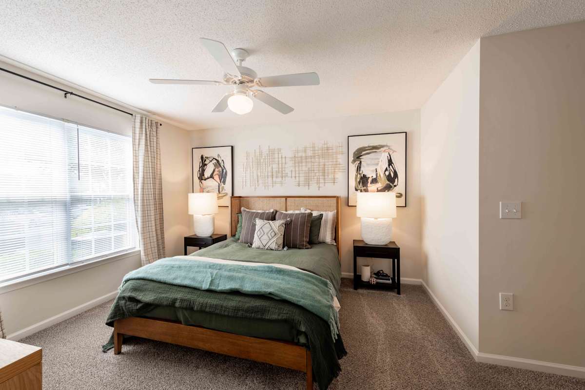 Burke Ridge Crossing bedroom with ceiling fan - Winston Salem, NC
