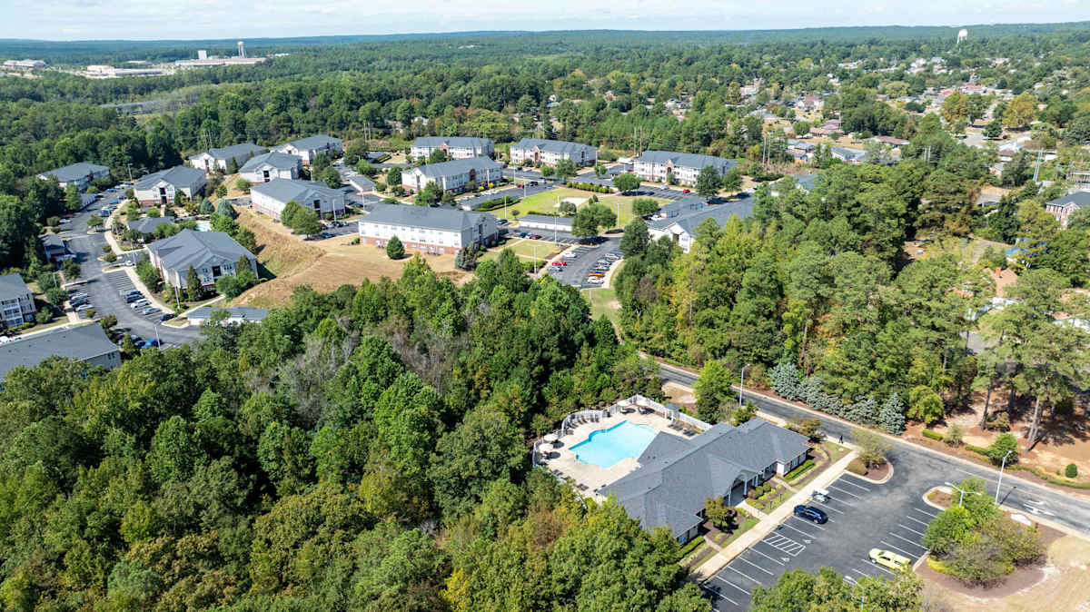 Reserve at Carrington Place aerial view with pools - Fayetteville, NC
