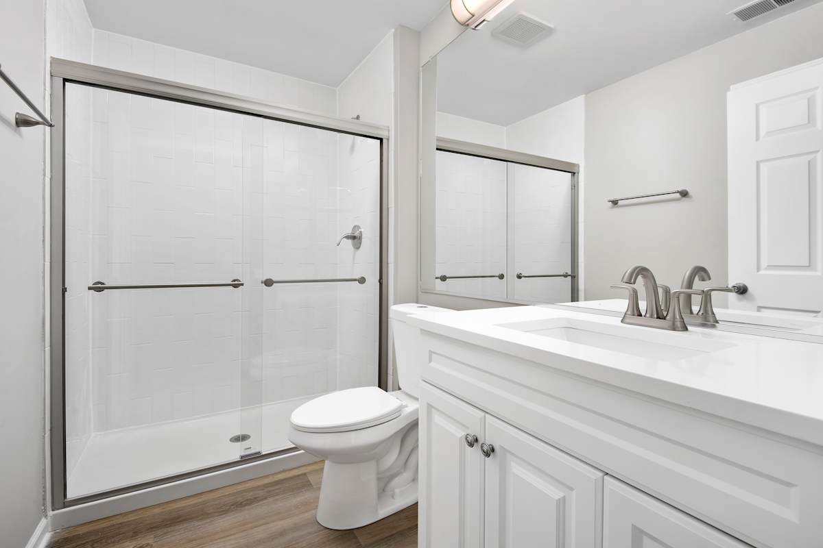 The Retreat at Seven Bridges bathroom with walk-in shower - Woodridge, IL