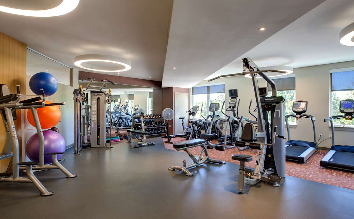 Lumiere fitness center workout area - Medford, MA