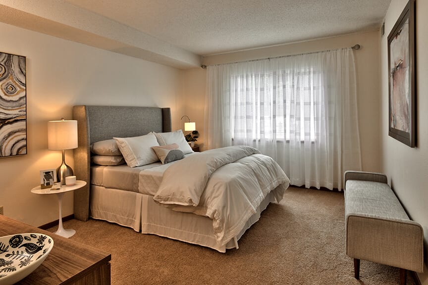 Fountain Place model bedroom - Eden Prairie, MN