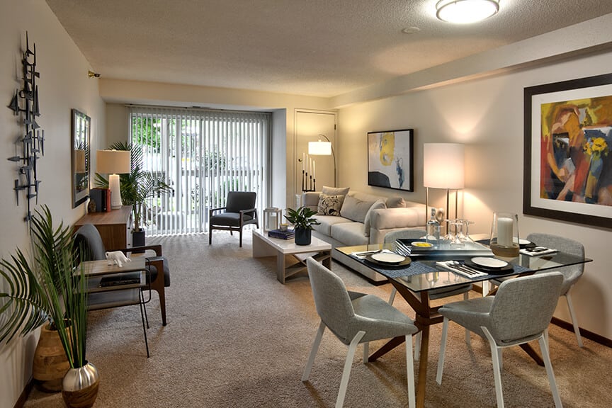 Fountain Place model living room - Eden Prairie, MN