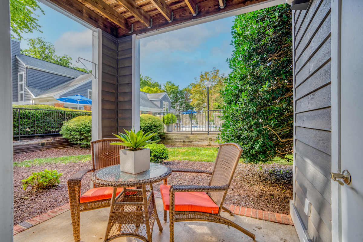 Hyde Park patio seating area - Cary, NC