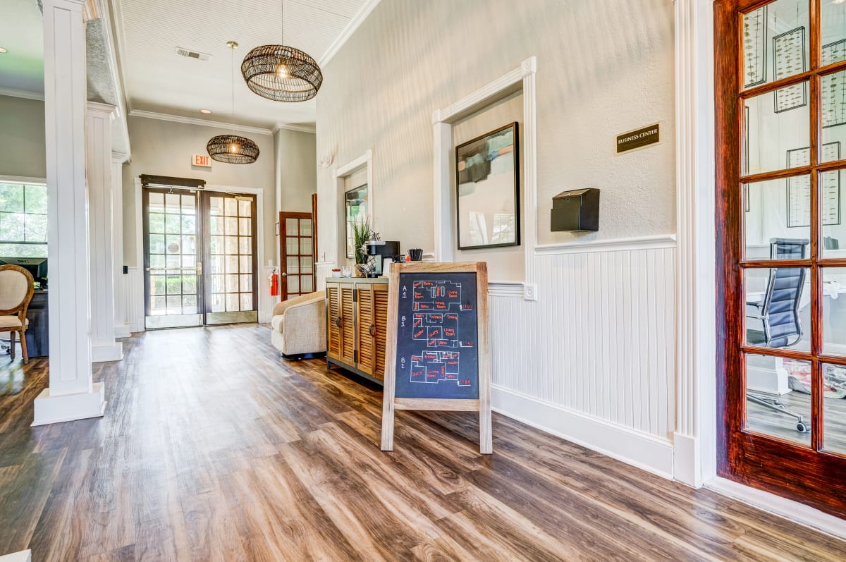 The Oaks at Hampton leasing area with coffee bar - Dallas, TX