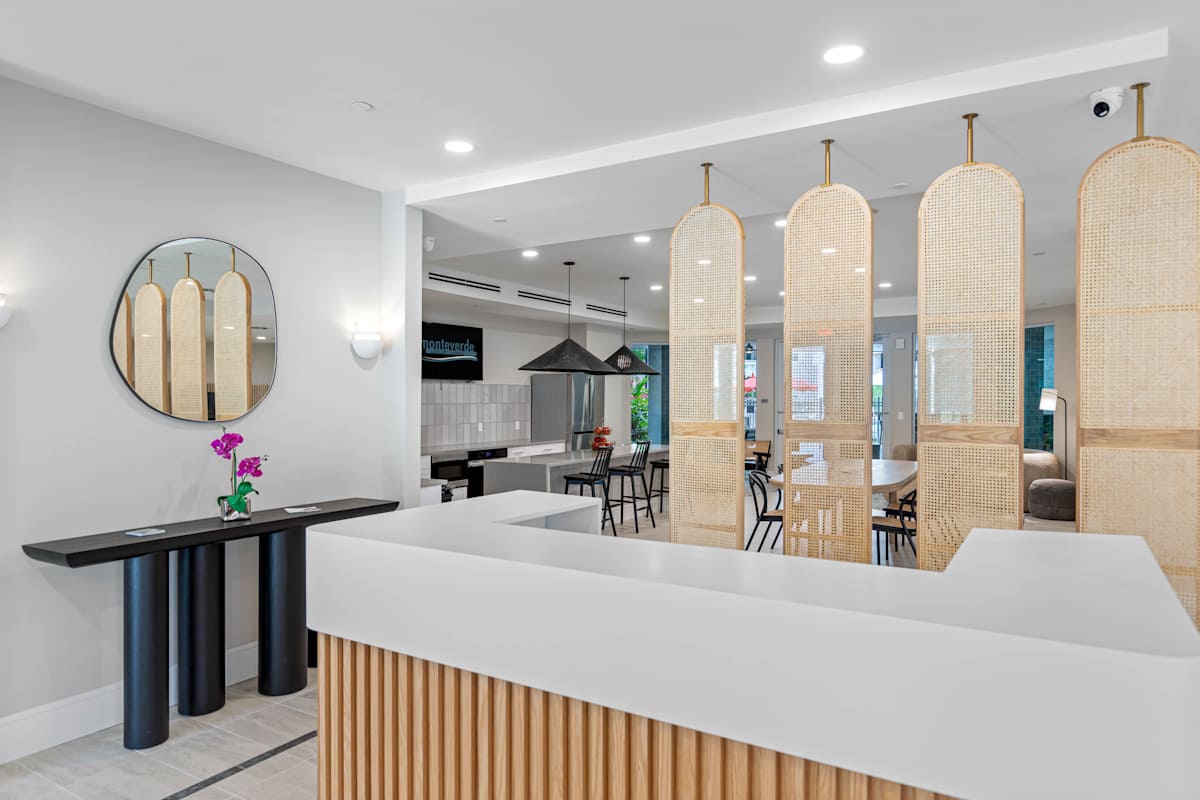 Monteverde at Renaissance Park clubhouse reception desk - Boyton Beach, FL