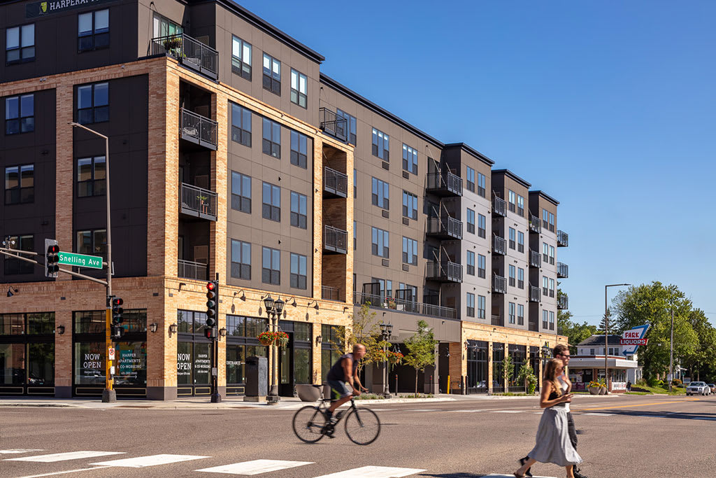 Harper apartment building exterior view - St Paul, MN