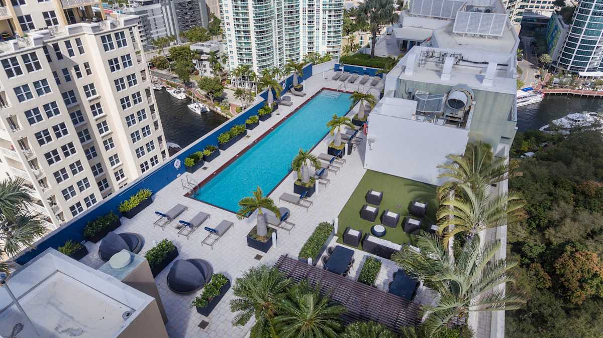 Vu New River high-rise exterior overlooking the New River - Fort Lauderdale, FL