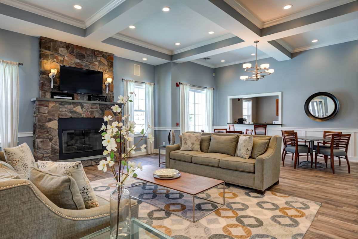 Summit Place clubhouse lounge with fireplace - Methuen, MA