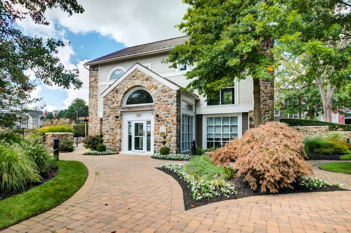 Treetops at ChesterHollow stone entry exterior - West Chester, PA