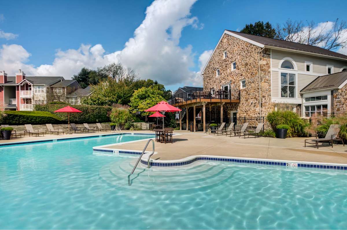 Treetops at ChesterHollow pool with clubhouse - West Chester, PA