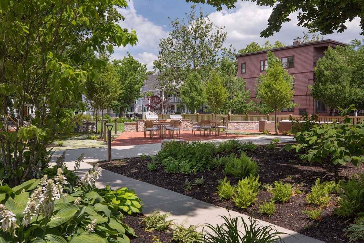 The Wyeth outdoor patio in landscaped courtyard - Cambridge, MA