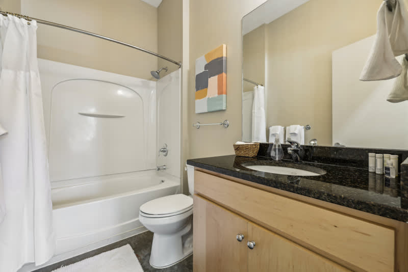 The Marquee at Belle Meade Apartments bathroom with granite vanity - Nashville, TN